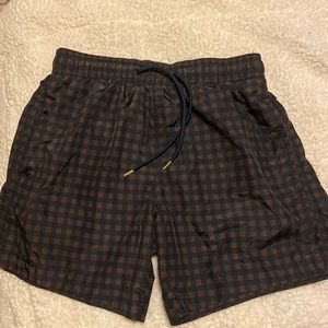 H&M Mens Brown & Black Lined Swimming Trunks Shorts X-Small XS